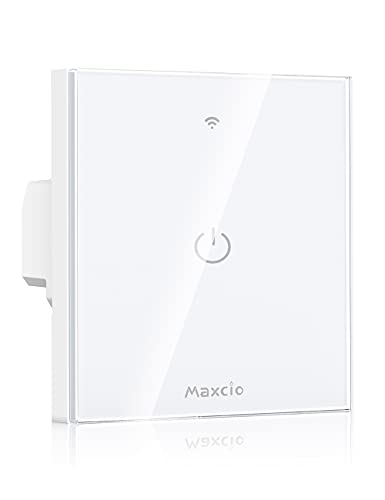 Interruptor Luz WiFi, Maxcio Interruptor Inteligente 1 Gang Compatible con Alexa y Google Home, Control de APP y Función de Temporizador, Neutral Requerido