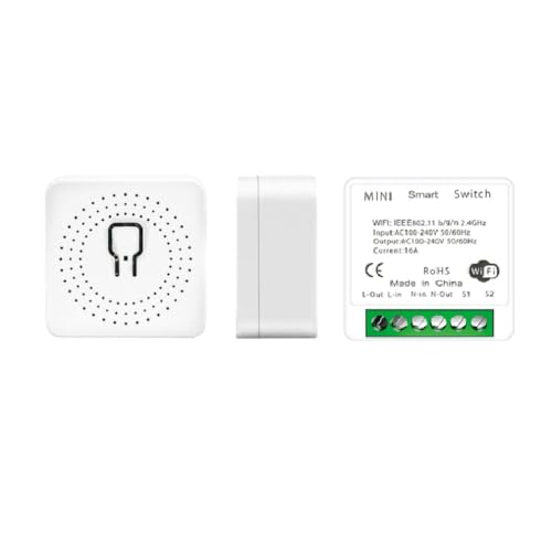 Interruptor Inteligente WiFi de 16A, Compatible con Google Home, Alexa, Tuya, SmartLife, SmartThings. Temporizador. Max 3680W. Blanco.