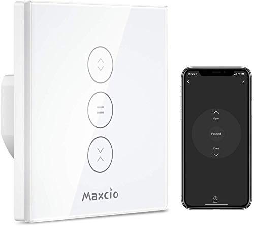 【LED Controlable】Alexa Interruptor Persiana, Maxcio Interruptor Wifi Compatible con Alexa y Google Home, Control de APP y Función de Temporizador, para Motor Persiana, Motor Tubular