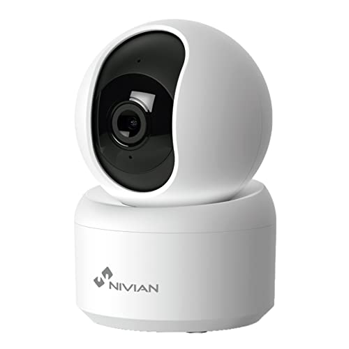 NIVIAN cámara Domo 360º WiFi-Grabación en MicroSD(No incluida)-2K-Audio bidireccional-Deteccion Humanos y Auto-Tracking-Apta para Interior-Compatible con Amazon Alexa y Google Home–App Tuya