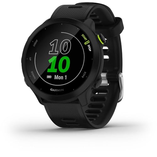 Garmin Forerunner 55 - Reloj inteligente para running con GPS, planes de entrenamiento, notificaciones y seguimiento del bienestar, Negro