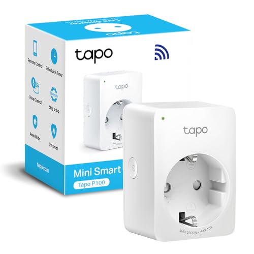 TP-Link TAPO P100 - Wi-Fi Mini Smart Plug, ideal para agendar ligar/desligar y economizar energía, si necesita HUB, compatible con Alexa y Google Home, cor branca
