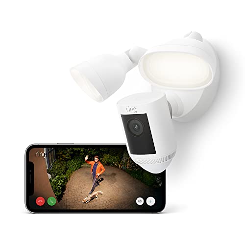 Ring cámara Pro con focos cableada (Floodlight Cam Wired Pro) | Cámara de vigilancia exterior con vídeo HDR 1080p, detección de movimiento 3D, vista panorámica y sirena | Ring Protect 30 días gratis