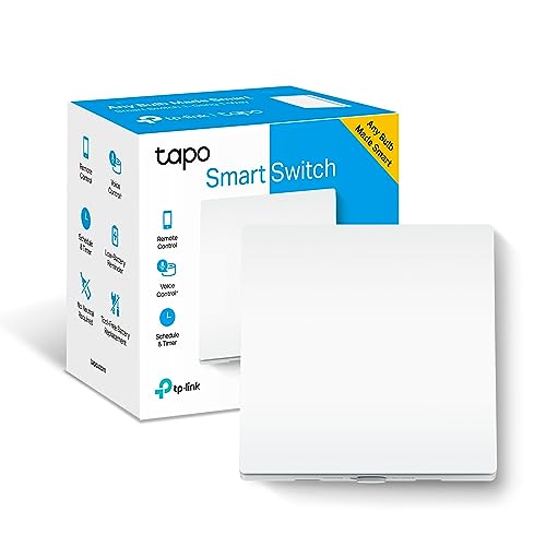 TP-Link Tapo S210 - Interruptor de luz WiFi Inteligente, Interruptor de Persianas LED WiFi, Compatible con Alexa y Google Assistant, NO Necesita Cable Neutro, Fácil instalación, 1 Gang 1 vía