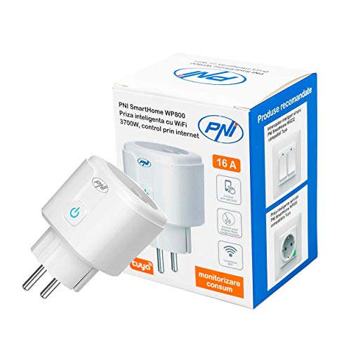 Enchufe inteligente Control de Internet WiFi PNI SmartHome WP800, aplicación Tuya Smart, compatible con Amazon Alexa y Google Home